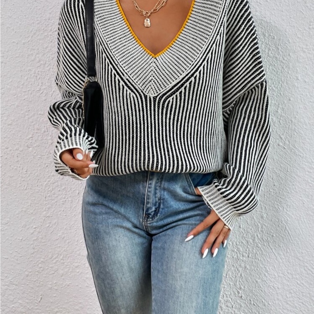 Striped V-Neck Sweater